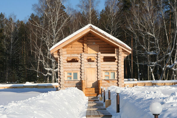 Баня зимой