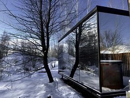 Двухместный Модуль с купелью Зеркальный двуспальная кровать, Глэмпинг Аномалия, Кимовский район