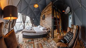 Двухместная Эко-сфера Suite с видом на море двуспальная кровать, Глэмпинг Китовый берег, Печенга