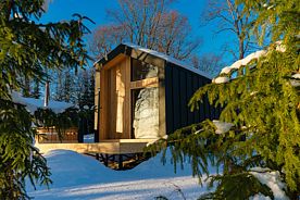 Двухместный Барнхаус на первой линии двуспальная кровать, База отдыха ЭкоПорт на Отрадном, поселок Плодовое