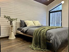 Четырёхместный номер Deluxe с видом на сад двуспальная кровать, Глэмпинг Happy Dacha Стильный Барнхаус с Баней возле Иннополиса, Казань