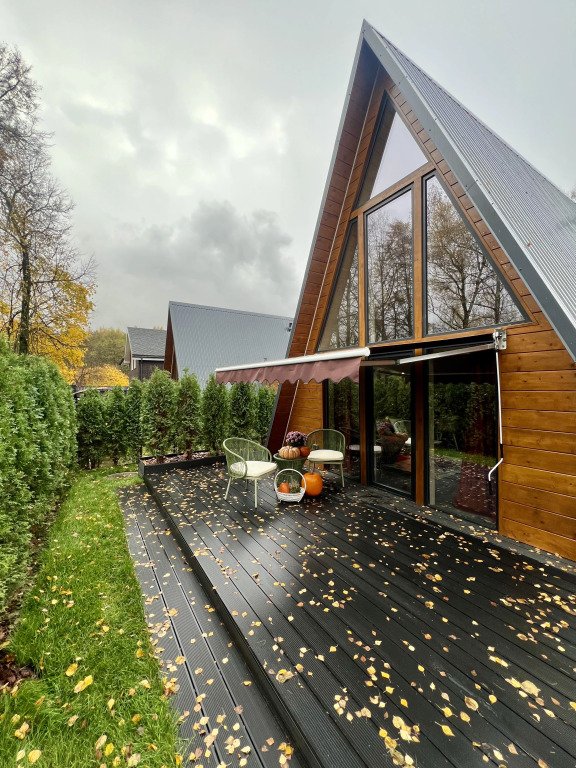 Частный дом Увеличенный А-фрейм Сад с баней и чаном, Ленинский район, Московская область