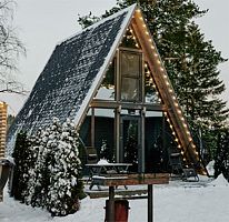A-FRAME 2 с видом на озеро, большой террасой, гриль зоной и банным чаном, Гостевой дом Dream House in Karelia, Питкяранта