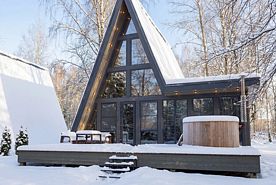 A-Frame №7 с купелью, баней и террасой, База отдыха База отдыха Les Holidays, Киржачский район